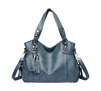 KiBcsLic Sac à Main Femme Fourre-Tout Bandoulière Compartiments Multiples Fermeture Éclair Cuir PU Pratique Anse Confortable Adapté Au Travail Déplacements Quo, Bleu