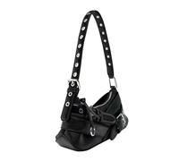 KiBcsLic Sac à Main Femme PU Cuir Sac Épaule Tendance Fermeture Éclair Pratique Petit Format pour Travail Shopping Vie Quotidienne Cadeau, Noir