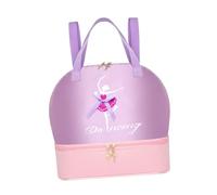 KiBcsLic Sac de Danse Cartable pour Enfant Sac de Sac de Gymnastique avec Bretelles Réglables et Joli Motif de Danseuse Adapté pour Les Leçons de Danse, Mauve Rose