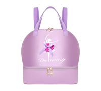 KiBcsLic Sac de Danse Cartable pour Enfant Sac de Sac de Gymnastique avec Bretelles Réglables et Joli Motif de Danseuse Adapté pour Les Leçons de Danse, Violet