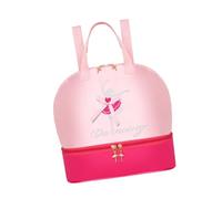 KiBcsLic Sac de Danse Cartable pour Enfant Sac de Sac de Gymnastique avec Bretelles Réglables et Joli Motif de Danseuse Adapté pour Les Leçons de Danse, Rose Rose Rouge
