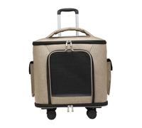 KiBcsLic Sac de Transport pour Chat Valise de et Porteur pour Animaux Boîte à roulettes avec Poignée Rétractable Convient pour Chiot Au Camping et Aux D, Kaki