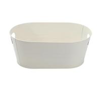 KiBcsLic Seau à glace ovale, seau à champagne, organisateur de salle de bain, refroidisseur de boissons avec poignée de transport pour accessoires de bar, Blanc