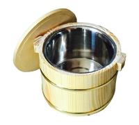 KiBcsLic Seau de Riz En Bois Utilisé Comme Saladier à Sushi Bassine à Riz Mixte Équipée D'Un Couvercle Récipient de Cuisine Robuste Adapté à La Préparation Dom, 20 cm Un