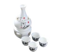 KiBcsLic Service à Saké avec Chauffe-saké et 4 Tasses, Accessoire Original pour La Maison, Cadeau Japonais, A