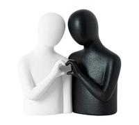 KiBcsLic Statue Abstraite de Couple, Sculpture D'amour Romantique, Collection Décorative, Figurine de Table avec Geste En Forme de Cœur, Ornement de Table, Blanc Noir