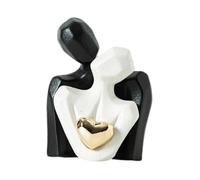 KiBcsLic Statue Couple Ornement Mariage Céramique Figurine Abstraite Sculpture Moderne Représente Amour et Union Élément Artistique sur Table Convient pour, Noir et Blanc