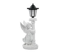 KiBcsLic Statue D'ange Solaire pour L'extérieur, Sculpture Solaire avec Lanterne, élégante Statue En Résine avec Colonne Romaine, Idéale pour La Décora, Gauche