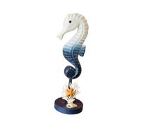 KiBcsLic Statue D'hippocampe, Figurine Décorative En Bois, Rustique Nautique, Idéale pour Un Bureau Ou Une Chambre D'hôtel. Décoration de Plage O, Bleu Foncé