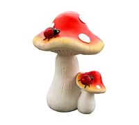 KiBcsLic Statuette de Champignon Miniature, Figurine Décorative, Sculpture en Résine, Design Réaliste, Idéale pour La Décoration de Jardins Féeriques, 2 têtes de Champignons
