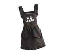 KiBcsLic Tablier Rétro à Volants, Costume de Soubrette, Tablier de Cuisine pour Femme, Tablier de Pâtisserie, Joli avec Poches, Noir
