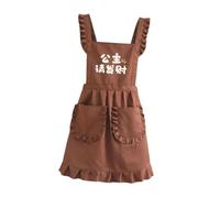 KiBcsLic Tablier Rétro à Volants, Costume de Soubrette, Tablier de Cuisine pour Femme, Tablier de Pâtisserie, Joli avec Poches, Brun