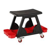 KiBcsLic Tabouret Mécanicien avec Plateau D'outils Mobile Tabouret avec Plateaux à Outils Confortable pour Professionnels du, Noir, Rouge, Siège De Réparation Automobile De Première Génération