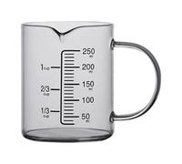 KiBcsLic Tasse à Mesurer pour Cuisine Verre Borosilicate Gradué Bec Verseur Anti-éclaboussures Poignée Sécurisée Idéale pour Mesurer Liquides et Farines Adapté, 250ML