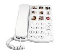 KiBcsLic Téléphone filaire senior à gros boutons, appel d'urgence SOS, 8 photos, numérotation rapide, téléphone fixe, volume de sonnerie réglable, pour