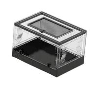 KiBcsLic Terrarium Reptile Transparent Pliable pour Petits Reptiles Entrée Frontale Coulissante Couvercle Supérieur Aéré et Conception Portable pour Léz, Noir