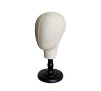 KiBcsLic Tête Présentation avec Base Ron Épinglable Tête Mannequin en Mousse Polyvalente pour Vitrine , Noir Mat , Tête De Mannequin C avec Support Noir Mat Peut Insérer des Épingles
