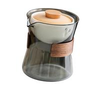KiBcsLic Théière En Verre avec Séparation Eau et Thé Infuseur Inclus pour Feuilles Bouilloire Portable Rotation Complète Mug de 210ml Adaptée pour Maison Loisi, Couvercle Gris Orange