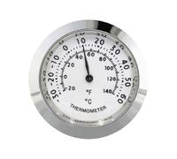 KiBcsLic Thermomètre Analogique Mécanique pour Une Utilisation Intérieure et Extérieure avec de Grands Chiffres, Par Exemple pour Les étuis de Guitare, Argent 37 Mm