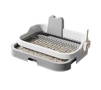 KiBcsLic Toilette pour Chien Plateau de Propreté Bac Hygiénique avec Tiroir Amovible Antidérapant Matériau Solide Entretien Simplifié Maintien Sec Adaptée Pou, Gris Blanc