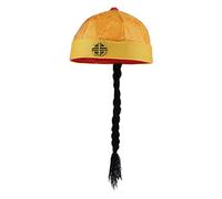 KiBcsLic Traditionnel avec Queue de Cheval Bonnet Enfant Accessoire Déguisement Soie pour Spectacles Scènes Carnavals Nouvel an, Jaune