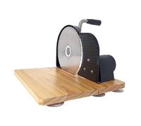 KiBcsLic Trancheuse à Manuelle Outil Coupe Guillotine et Machine à Trancher En Métal avec Socle En Bois à Épaisseur Réglable pour La Cuisine Familia, Pliable Noir