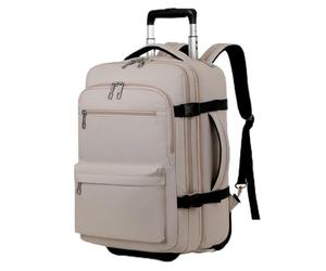 KiBcsLic Trolley Carry Case Sac à Dos à Roulettes Valise Cabine Bagage à Main Cartable Trolley Tissu Oxford et Doublure Polyester Organisation Scientifique, Beige