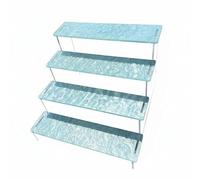 KiBcsLic Vitrine Acrylique Effet Ondulant Boîte Présentation Transparente Sign Morne Rangement Déco pour Collectionneurs, Bleu Aquatique, Quatre Niveaux