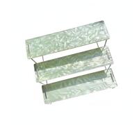 KiBcsLic Vitrine Acrylique Effet Ondulant Boîte Présentation Transparente Sign Morne Rangement Déco pour Collectionneurs, Vert-Bleu, Trois Niveaux