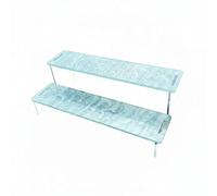 KiBcsLic Vitrine Acrylique Effet Ondulant Boîte Présentation Transparente Sign Morne Rangement Déco pour Collectionneurs, Bleu Aquatique, Deux Niveaux