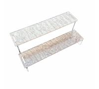 KiBcsLic Vitrine Acrylique Effet Ondulant Boîte Présentation Transparente Sign Morne Rangement Déco pour Collectionneurs, Rose, Deux Niveaux