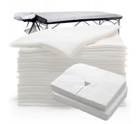 KIBERTIC Drap Jetable Table Massage 80x180 + Housse Têtière, 200 Pièces | Le poste complet par personne : 100 + 100 en non tissé SMS 17 g/m² déperlant, fente en Y pour le visage, blanc