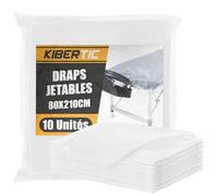 KIBERTIC - Lot de 10 Draps Jetables Élastiques 80x210cm Tissu Non Tissé | Drap d'Examen Housse Jetable de Haute Qualité SMS | Drap Table de Massage, Spa, Beauté, Tatouage - Idéal Pour Professionnels