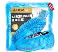 KIBERTIC Surchaussures Jetables Antidérapantes PP 40 g, Bleu, 100 Pcs | Couvre chaussures et protège chaussures à usage unique, élastique à la cheville, taille unique 17 x 40 cm : 50 paires