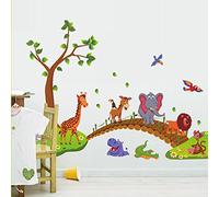 Kibi Autocollants Animaux Arbre De Pont En Bois De Croix De Lion Sticker Mural, Amovible, Stickers Muraux Animaux Chambre D'enfants Kids Stickers Muraux Chambre Bébé