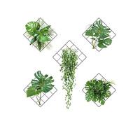 Kibi Lot de 5 Stickers muraux décoratifs avec plantes artificielles, monstera et lierre, décoration murale verte pour salon, chambre, salle de bain, cuisine