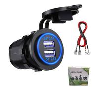 Kibon Rise USB 12V, Double Prise de Chargeur USB, avec Un Fil de 23,7 Pouces Convient aux Voitures 12 / 24V Le Bateau Motos pour Bateaux RV Truck Camper et Plus (1 PCS Blu-Ray)