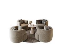 KIBONCY 2/4 Piece Modern Barrel Chair Set with Round Marble Side Table, Velvet Upholstered Accent Chairs, Versatile Conversation for Small Living Room(E)
