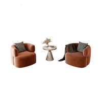 KIBONCY 2/4 Piece Modern Barrel Chair Set with Round Marble Side Table, Velvet Upholstered Accent Chairs, Versatile Conversation for Small Living Room(C)