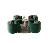 KIBONCY 2/4 Piece Modern Barrel Chair Set with Round Marble Side Table, Velvet Upholstered Accent Chairs, Versatile Conversation for Small Living Room(D)