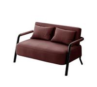 KIBONCY 2 Seater Linen Fabric Loveseat Sofa, Black Metal Frame Small Double Couch for Apartment Bedroom Compact Living Room Furniture(B,65cm)