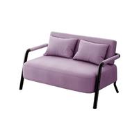 KIBONCY 2 Seater Linen Fabric Loveseat Sofa, Black Metal Frame Small Double Couch for Apartment Bedroom Compact Living Room Furniture(A,155cm)