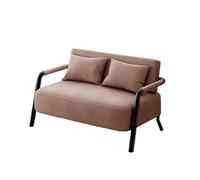 KIBONCY 2-Seater Linen Loveseat Sofa, Modern Mini Couch with Sturdy Metal Frame, Comfortable Small with Throw Pillows for Bedroom Living Room Studio Apartment(F,105cm)