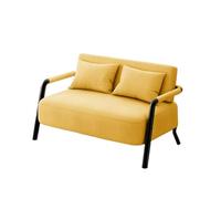 KIBONCY 2-Seater Linen Loveseat Sofa, Modern Mini Couch with Sturdy Metal Frame, Comfortable Small with Throw Pillows for Bedroom Living Room Studio Apartment(D,155cm)