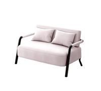 KIBONCY 2-Seater Linen Loveseat Sofa, Modern Mini Couch with Sturdy Metal Frame, Comfortable Small with Throw Pillows for Bedroom Living Room Studio Apartment(B,155cm)