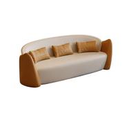 KIBONCY 2-Seater Loveseat Curved Sofa, Stylish Faux Leather Couch for Small Space, Bedroom, Studio, with Throw Pillows(H)