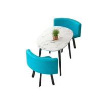 KIBONCY 3-Piece Faux Marble Bistro Set, Oval Table with Upholstered Chairs, Stain-Resistant Leather, for Living(C)