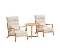 KIBONCY 3-Piece Mid-Century Modern Accent Chair Set with Side Table, Armchair & Fabric Armchairs with Wooden Frame for Living Room(C)