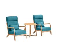 KIBONCY 3-Piece Mid-Century Modern Accent Chair Set with Side Table, Armchair & Fabric Armchairs with Wooden Frame for Living Room(F)