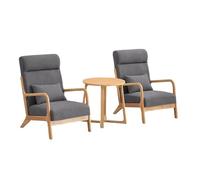 KIBONCY 3-Piece Mid-Century Modern Accent Chair Set with Side Table, Armchair & Fabric Armchairs with Wooden Frame for Living Room(H)